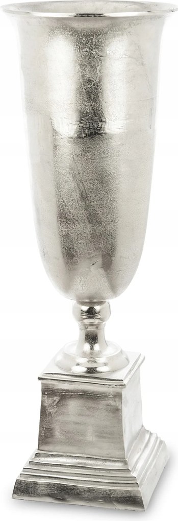 Nagy masszív antik stilizált ezüst váza a kehely lábán