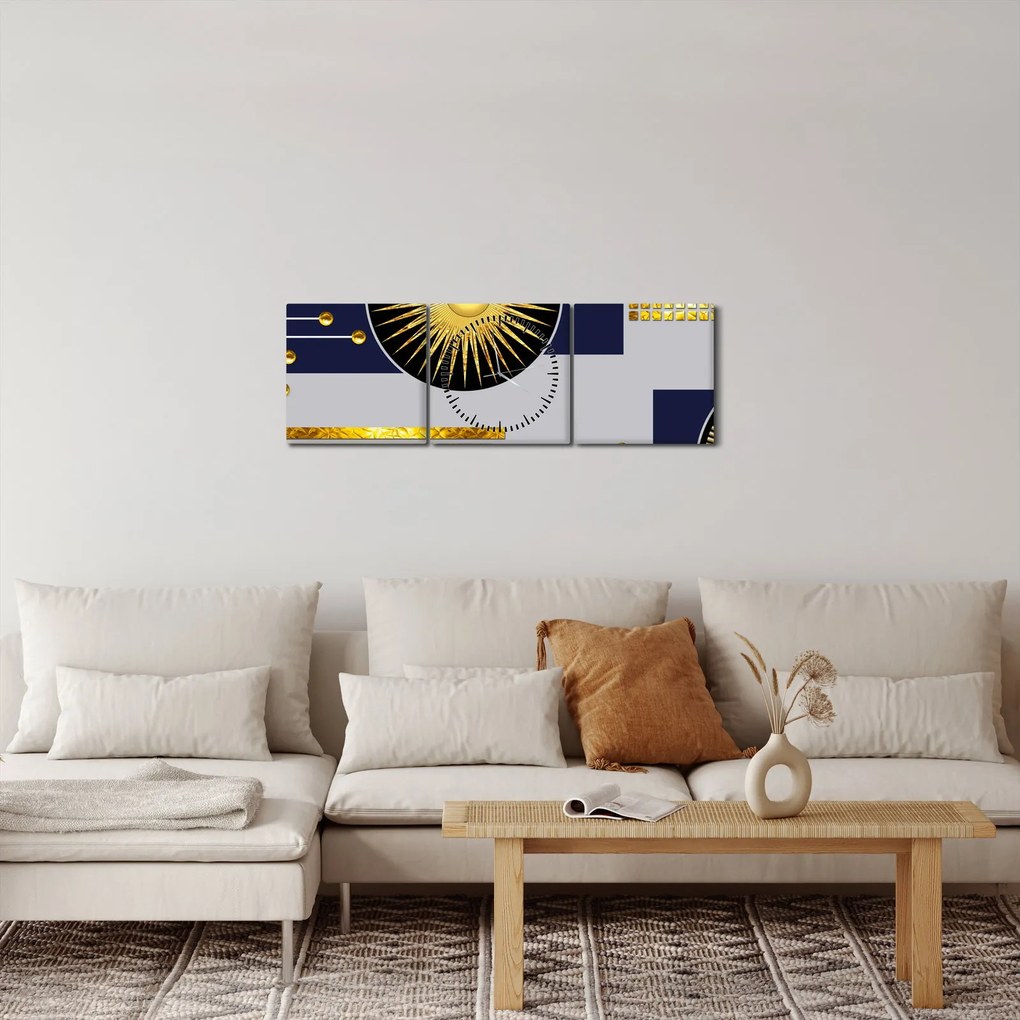 Kép - arany körök (órával) (90x30 cm)
