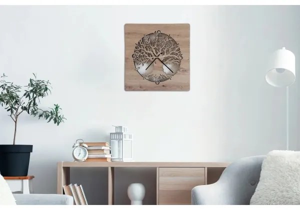 Li-Go 23537/DUB2 - LED Fényerőszabályozható óra LED/10W/5V 20000 mAh 42x42 cm tölgy + távirányító