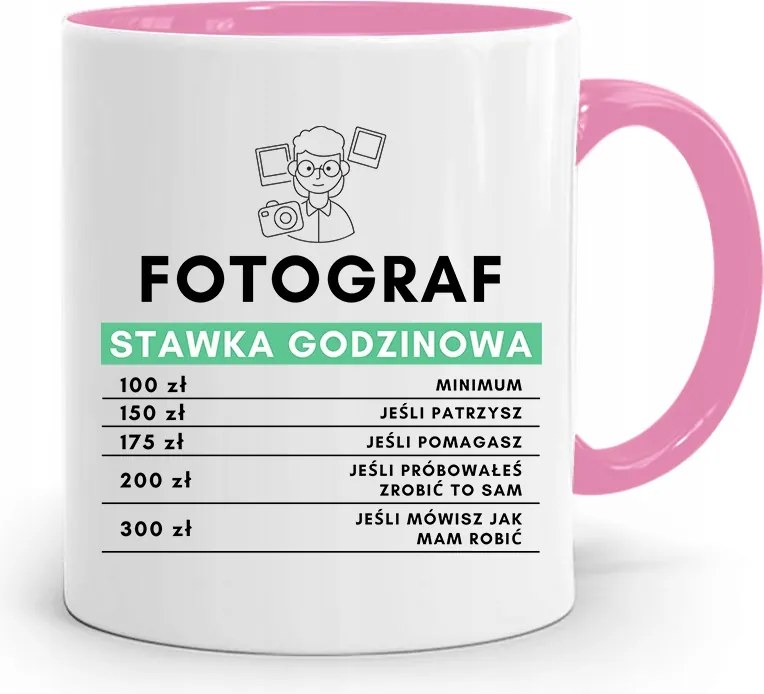 Rózsaszín Bögre Fotósnak Óradíj Nyomtatott Fotóval