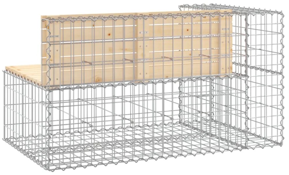 tömör fenyőfa gabion kerti pad 122x71x65,5 cm