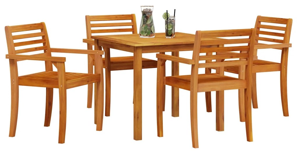 vidaXL Kert étkező szett 5 pcs Barna Tömör Akácfa