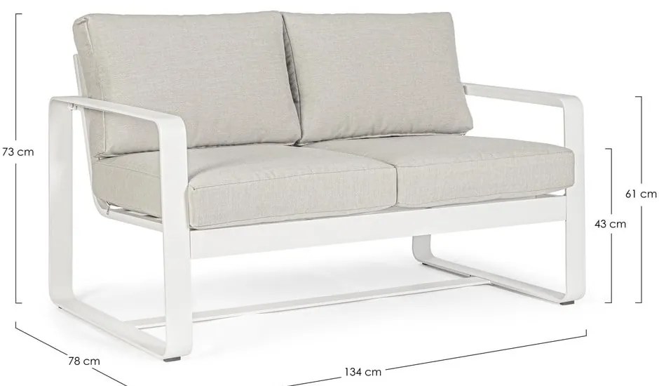 Fehér alumínium kerti kanapé Merrigan – Bizzotto