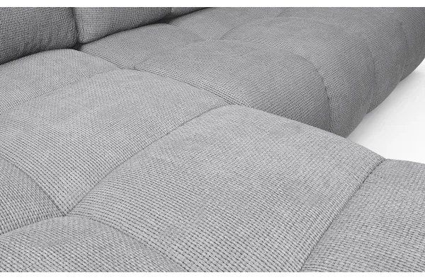 ALMADA balos, L-alakú kinyitható kárpitozott ülőgarnitúra tárolóval, szürke