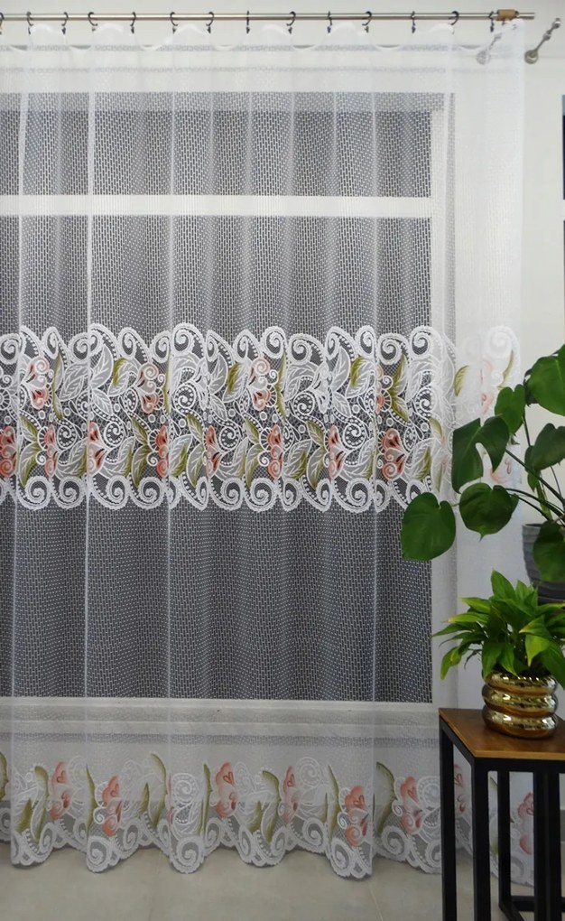 Mg Függöny 125/095 Fehér Virágok 225cm Minőség 0,5m