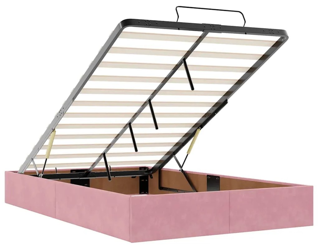 Ottomán ágykeret matracokkal rózsaszín 120x190cm bársony