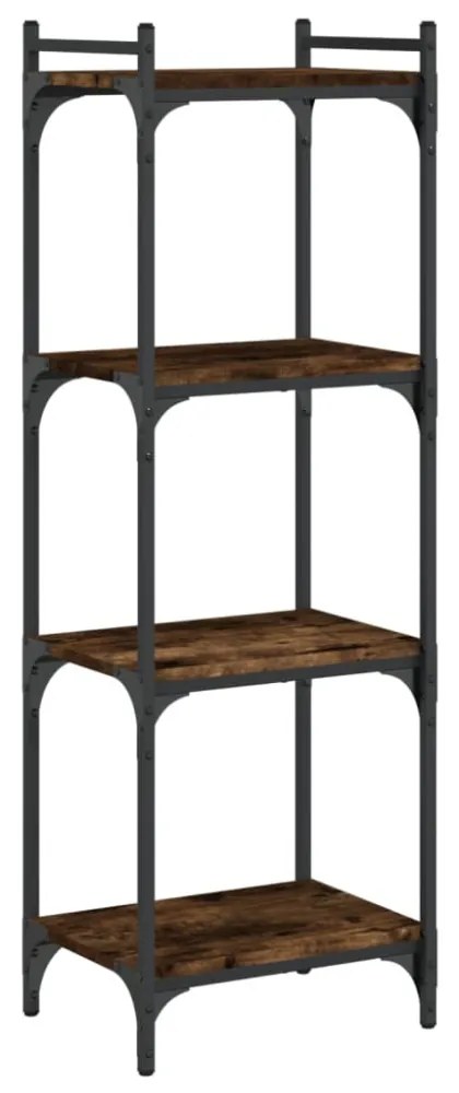 4 szintes füstös tölgy szerelt fa könyvespolc 40 x 30 x 120 cm
