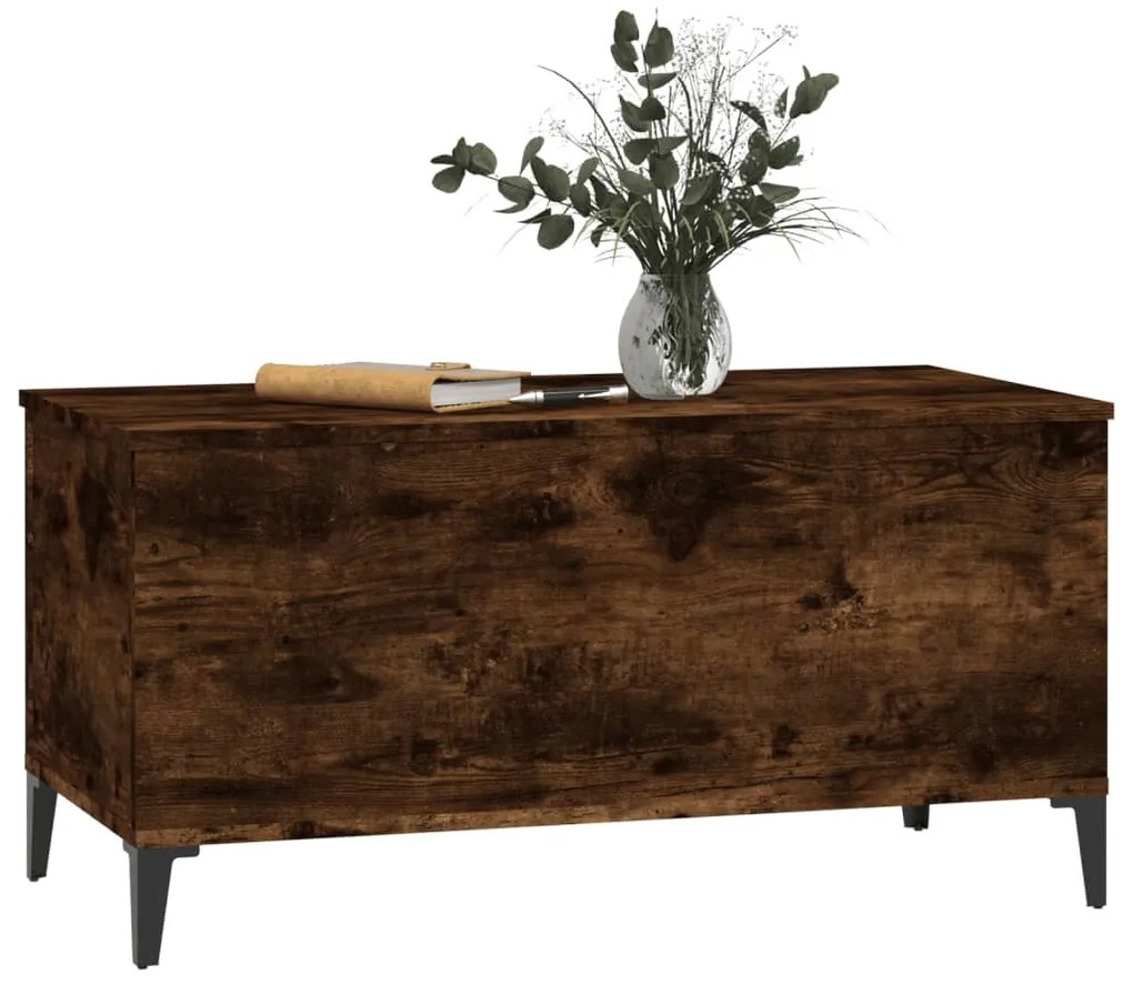 Füstös tölgy színű szerelt fa dohányzóasztal 90 x 44,5 x 45 cm