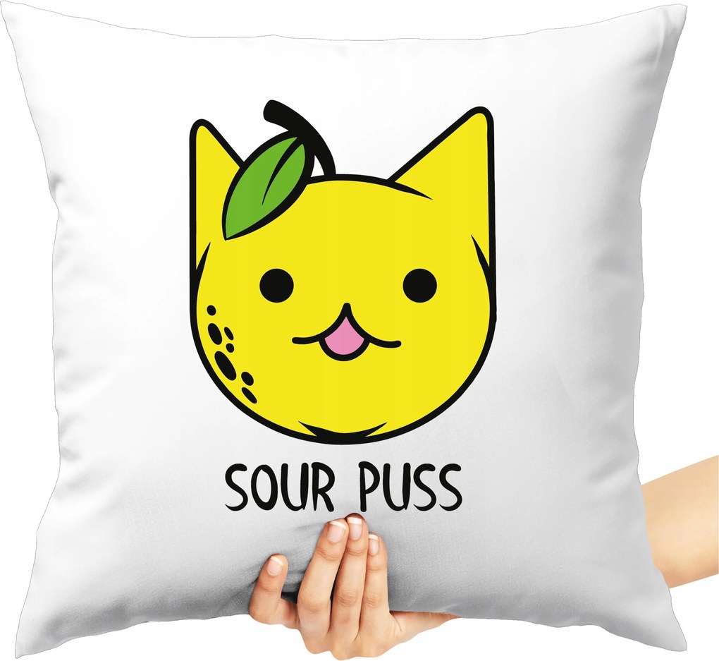 Nyomott Mintás Párna Sour Puss Vicces Cica Szuper Nyomott Mintás Párna