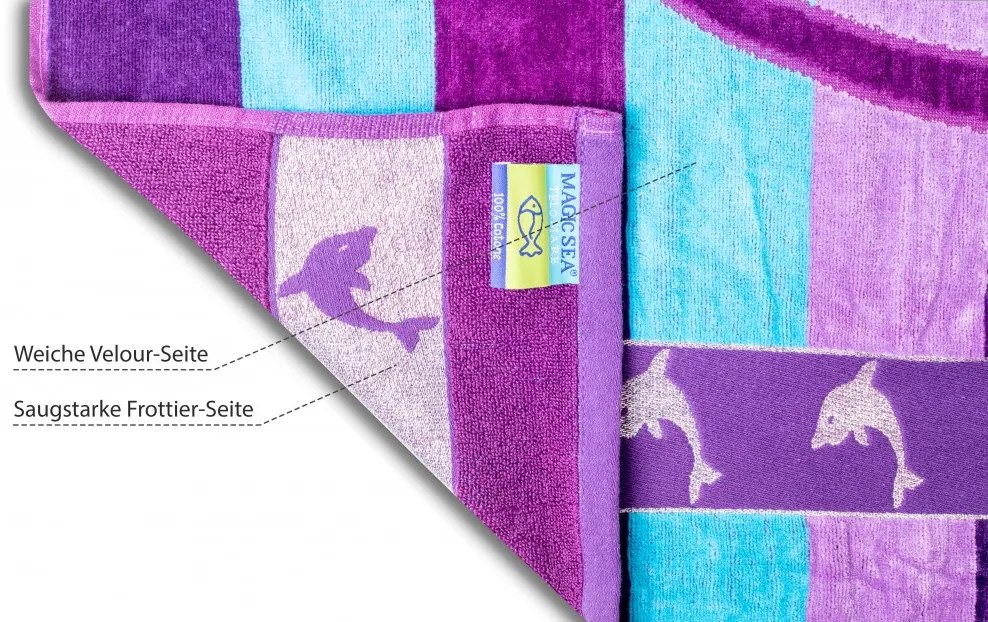 Delfin lila strandtörölköző