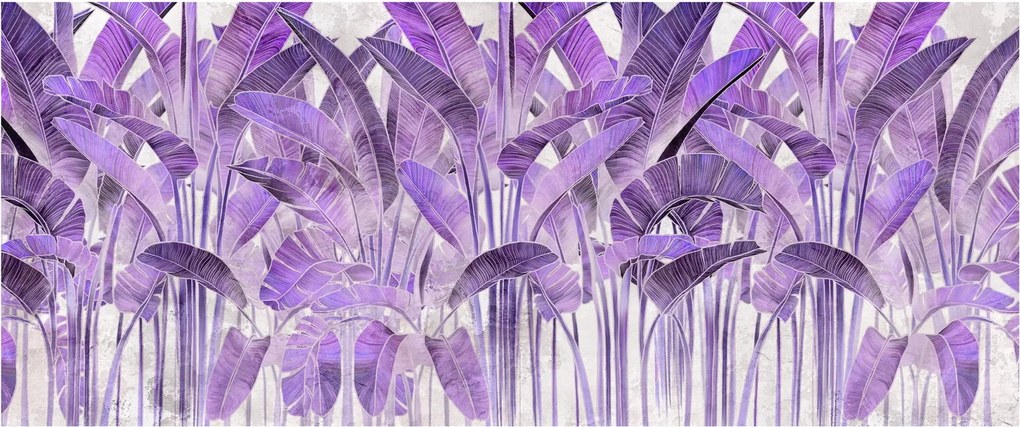 Kép - Lila levelek vakolatban (120x50 cm)