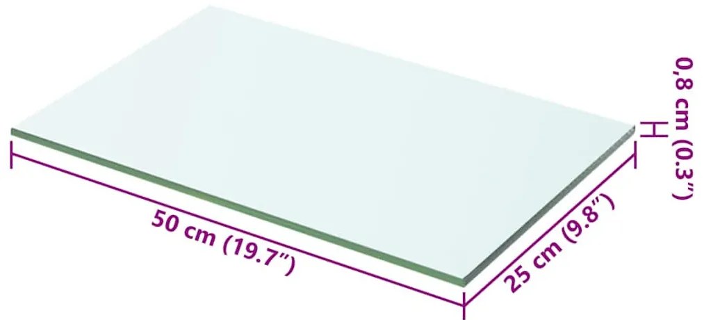 2 db átlátszó üveg paneles polc 50 x 25 cm