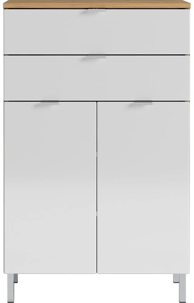 Mauresa fehér szekrény tölgyfa díszítéssel, magasság 97 cm - Germania