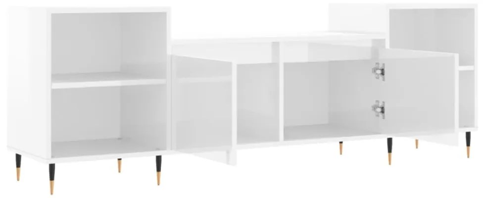 fehér magasfényű szerelt fa TV-szekrény 160x35x55 cm