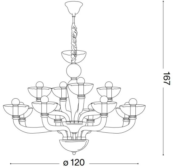 Ideal Lux - Csillár láncon CASANOVA 16xE14/40W/230V átm. 120 cm szürke