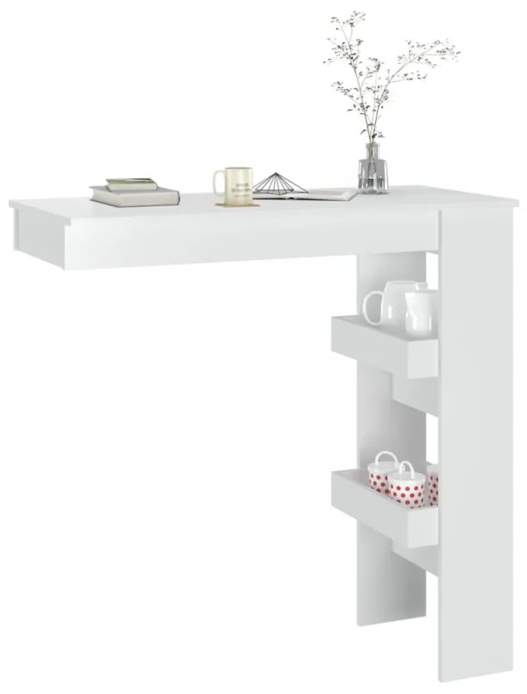 magasfényű fehér fatermék fali bárasztal 102 x 45 x 103,5cm