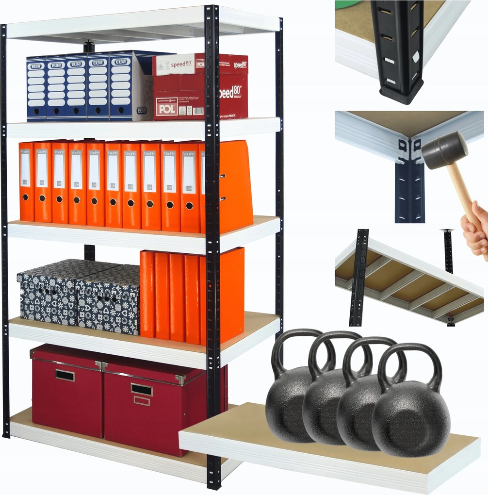 Tárolószekrény fém állvány Helios 213x90x45cm 5Px400kg 300EZER Komb