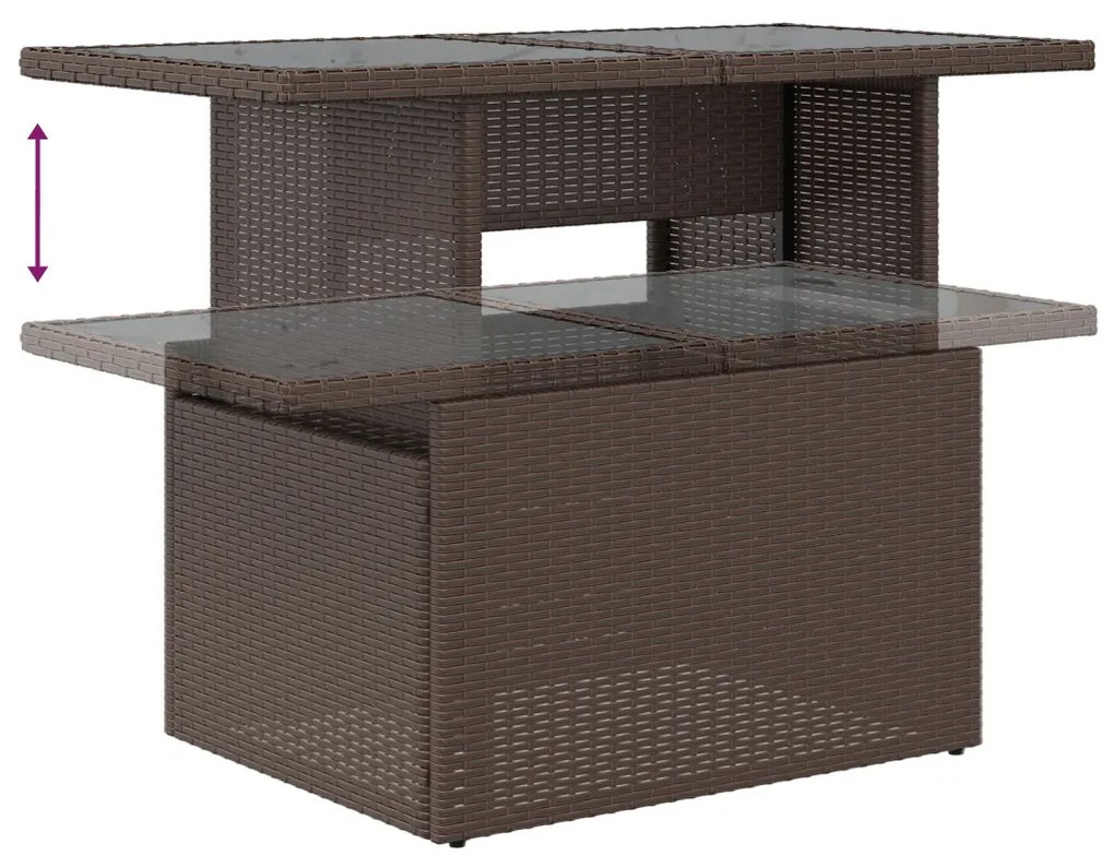 9 Darabos Kert Sofa Szett Párnákkal Barna Poli Rattan