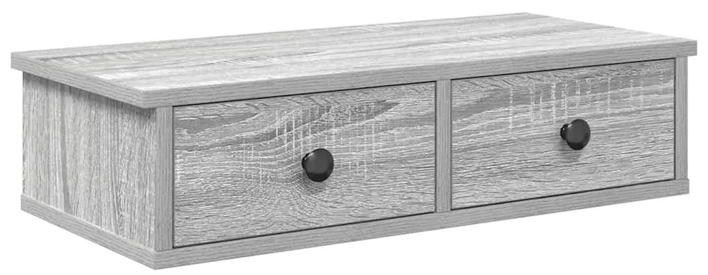 Falipolc fiókokkal szürke sonoma 60x25x15 cm műszaki fa