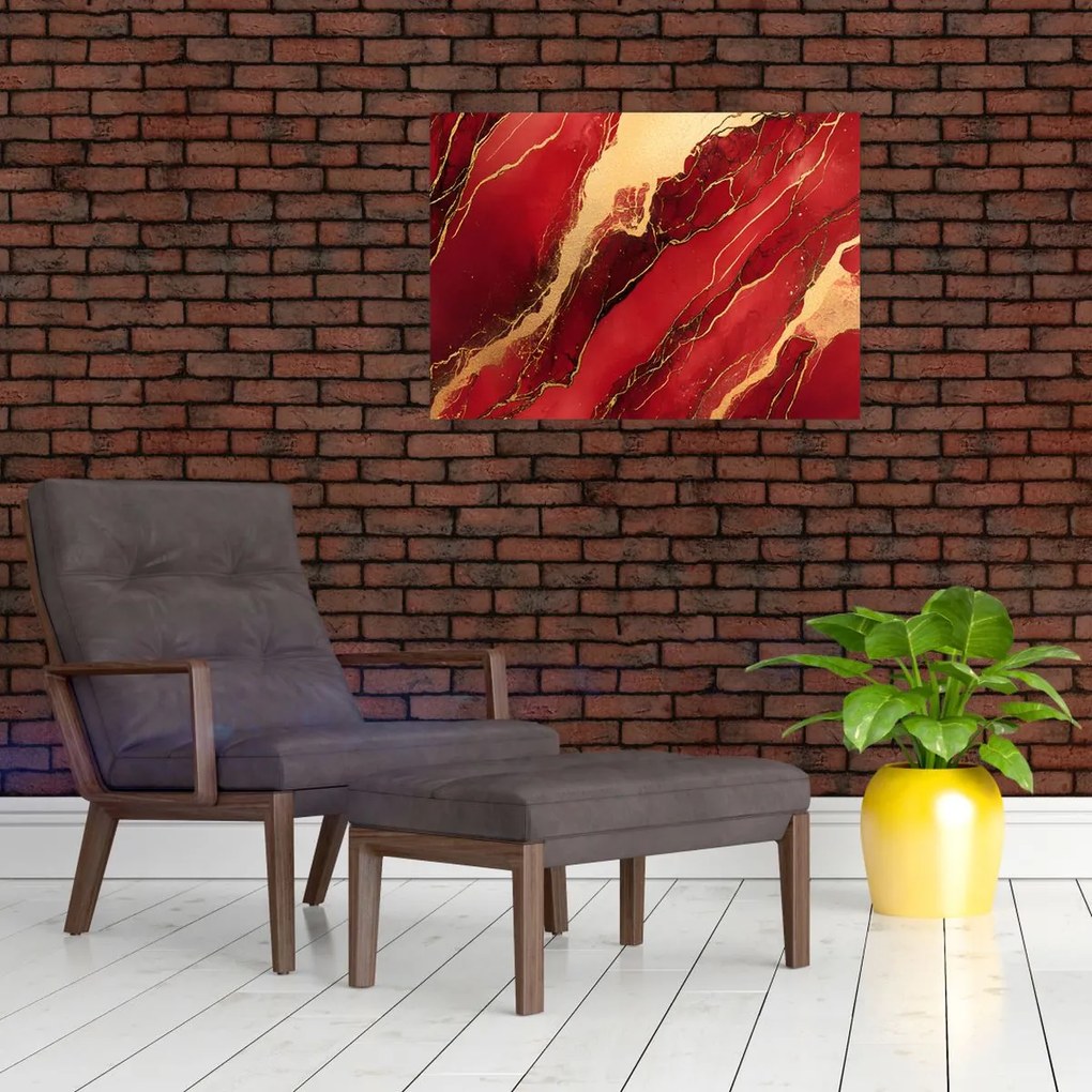 Üveg kép - Vörös-arany márvány (70x50 cm)