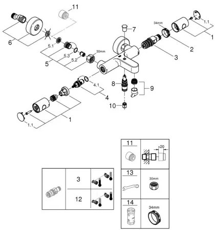 GROHE 34766000 - termosztátos fürdőkád csaptelep GROHTHERM 800 COSMOPOLITAN DN 15 króm