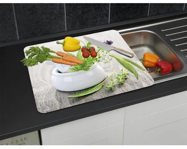 WENKO 2712940500 - Élelmiszerbiztos fedőlap 56x50 cm színes/átlátszó