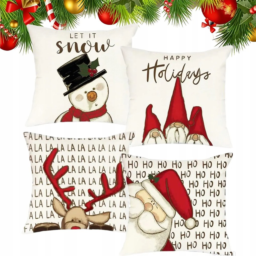 4x Karácsonyi Párnahuzatok Karácsonyi párnahuzat 4db