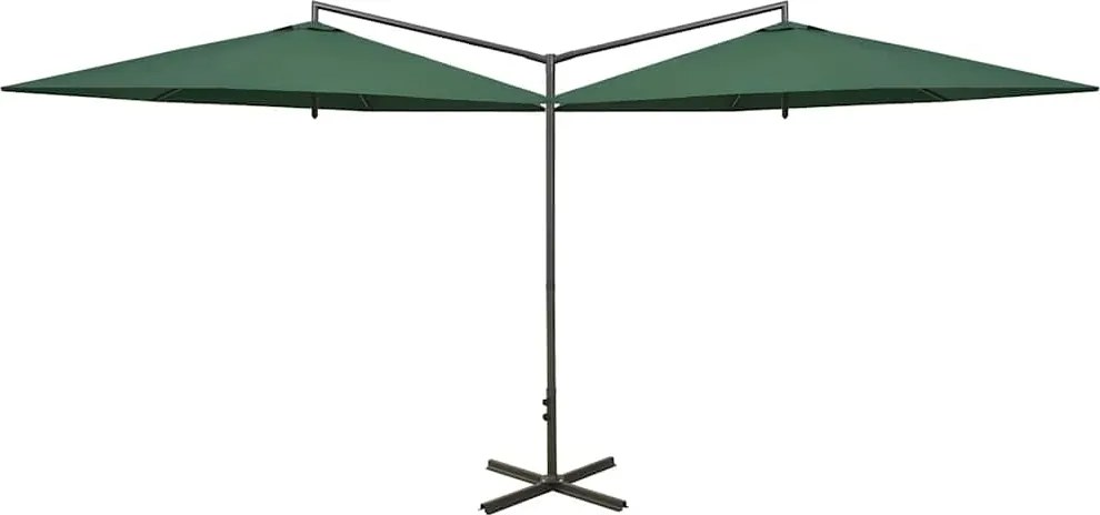 vidaXL zöld dupla napernyő acélrúddal 600 cm