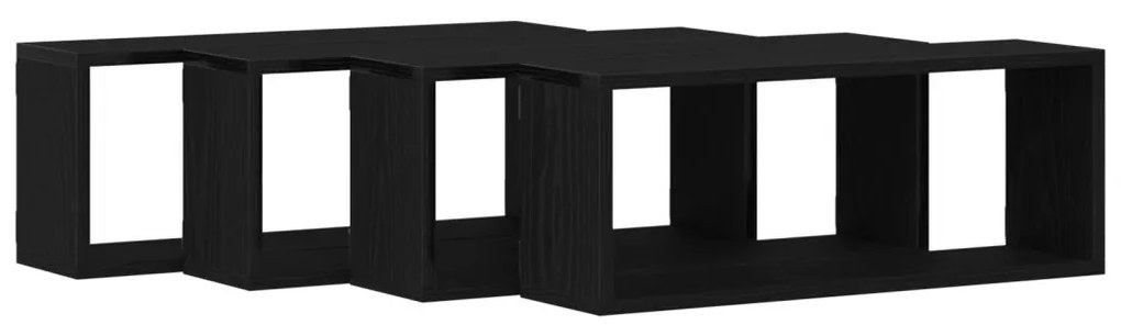 Fali Polcok Szett 4 - Fekete Tölgy - 60x15x23 cm - Mérnöki Fából Készült
