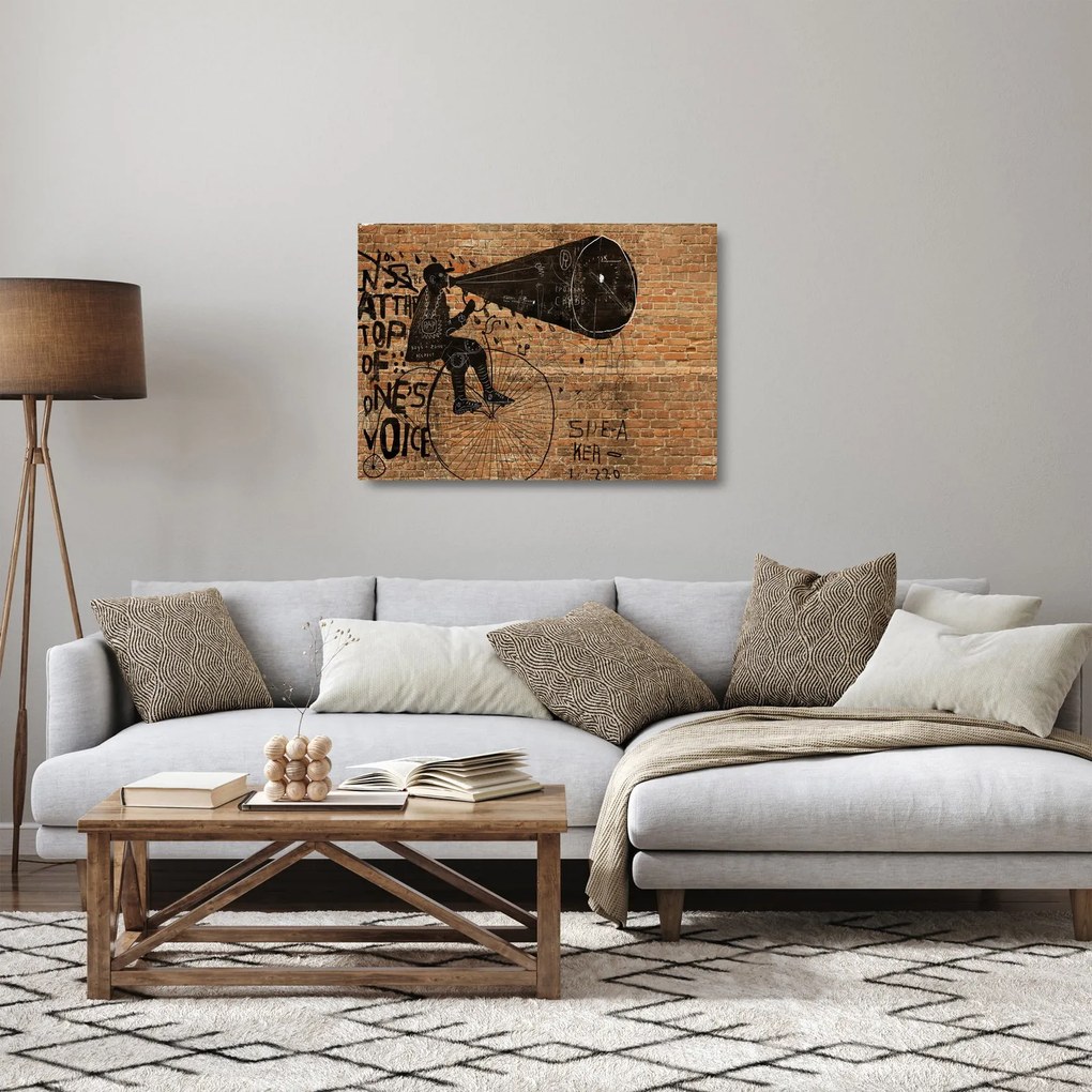 Kép - Férfi kerékpáron Banksy stílusában (üvegen) (70x50 cm)