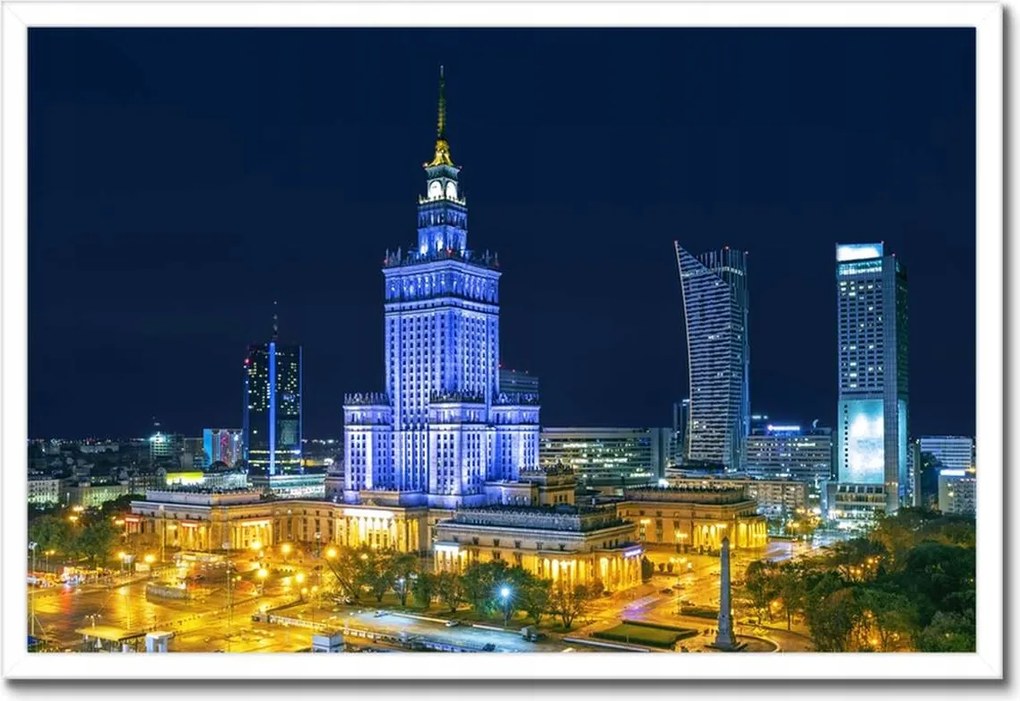 Poszterek keretben 60x40 Varsó éjszaka Palota