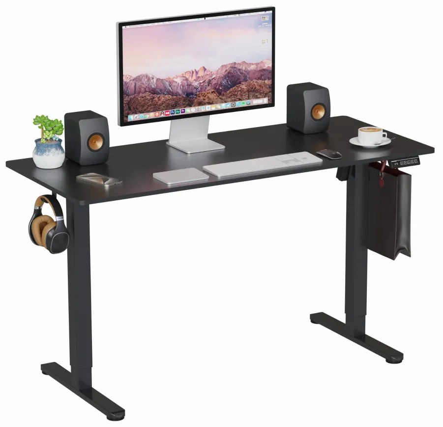 Elektromosan állítható magasságú íróasztal - 140x60cm fekete ülő-/állómunkához - LVN System Lite LV1713