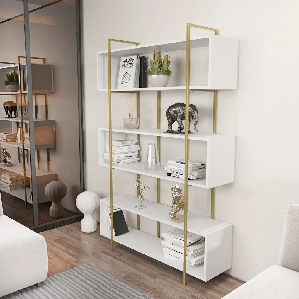 könyvespolc Bruti - White, Gold