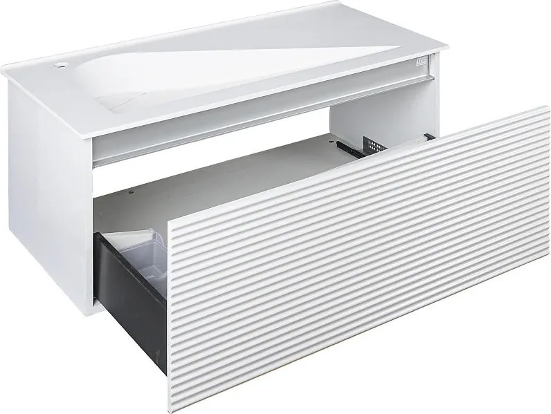 TMP TROYA100 fali fürdőszobabútor - Akrivit öntött műmárvány mosdóval - 100 x 48,5 cm