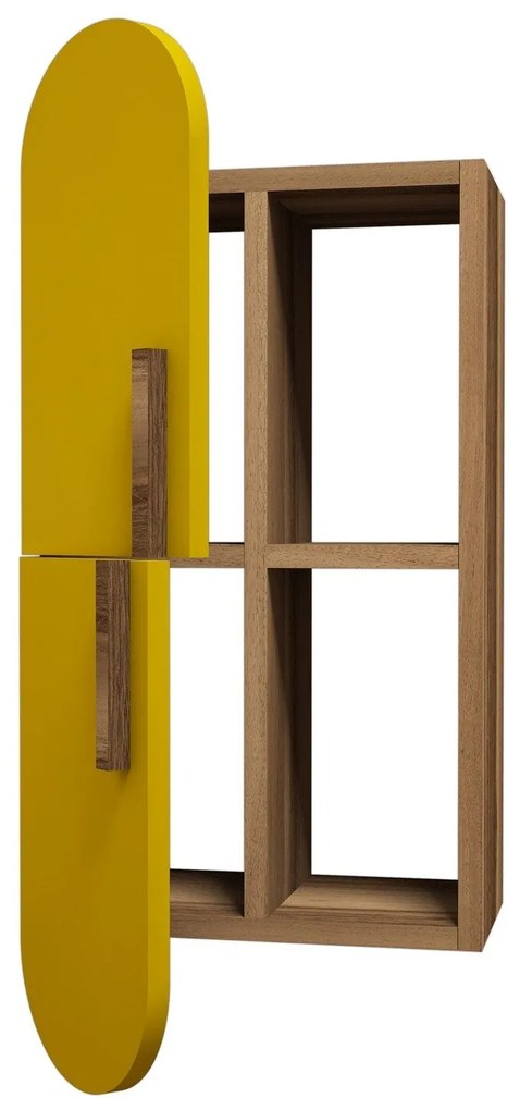 Fali polc Rose - Walnut, Yellow