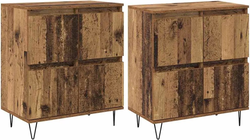 vidaXL Oldalszekrények 2 pcs Régi fa 120 x 35 x 70 cm Faanyag