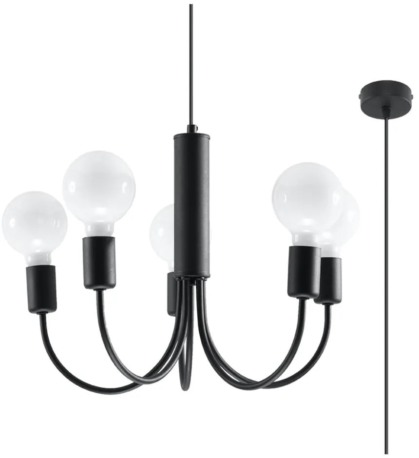 Fekete függőlámpa ø 45 cm Karim – Sollux