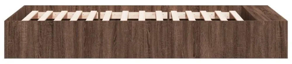 barna tölgyszínű szerelt fa ágykeret 100 x 200 cm