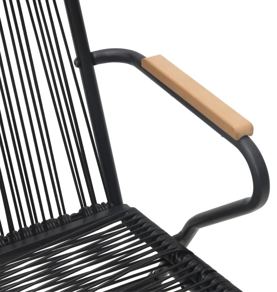 vidaXL 3 részes fekete PVC rattan kerti étkezőgarnitúra