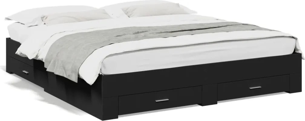 vidaXL fekete szerelt fa ágykeret 200 x 200 cm