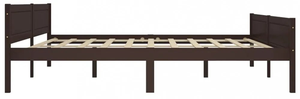 sötétbarna tömör fenyőfa ágykeret 200 x 200 cm