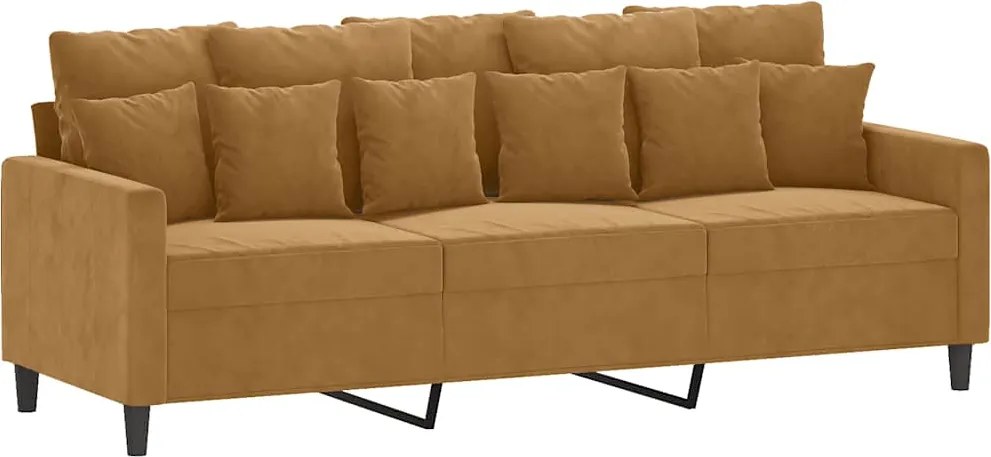 vidaXL 3 személyes barna bársony kanapé 180 cm