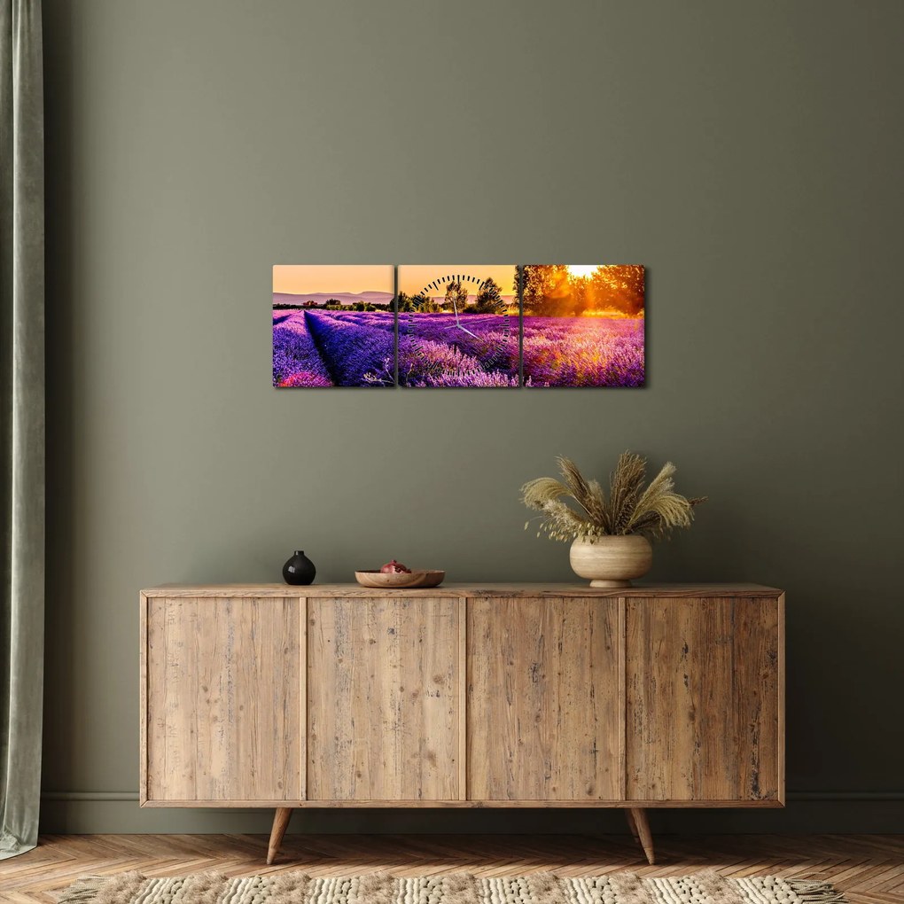 Levandula mező képe (órával) (90x30 cm)