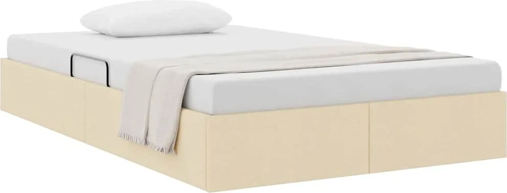 vidaXL Tárolós Ágy fejtámlával tárolóval Krém 120 x 200 cm szövet