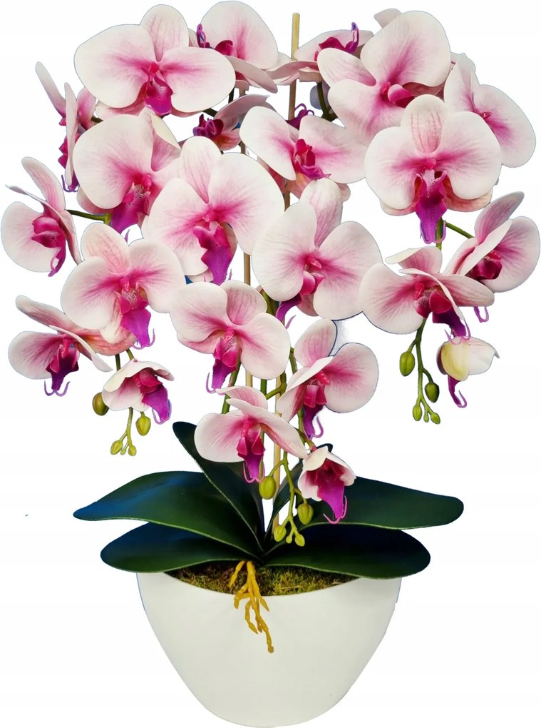 Orchidea művirág élő rózsaszín orchidea 60cm fehér kaspó