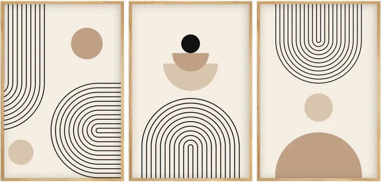 Huhu261 keretezett MDF falikép, 50 x 70 cm, 3 db-os szett