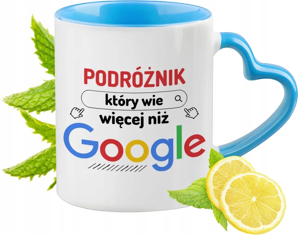 Utazónak Kék Bögre Szív Alakú Füllel Ajándék