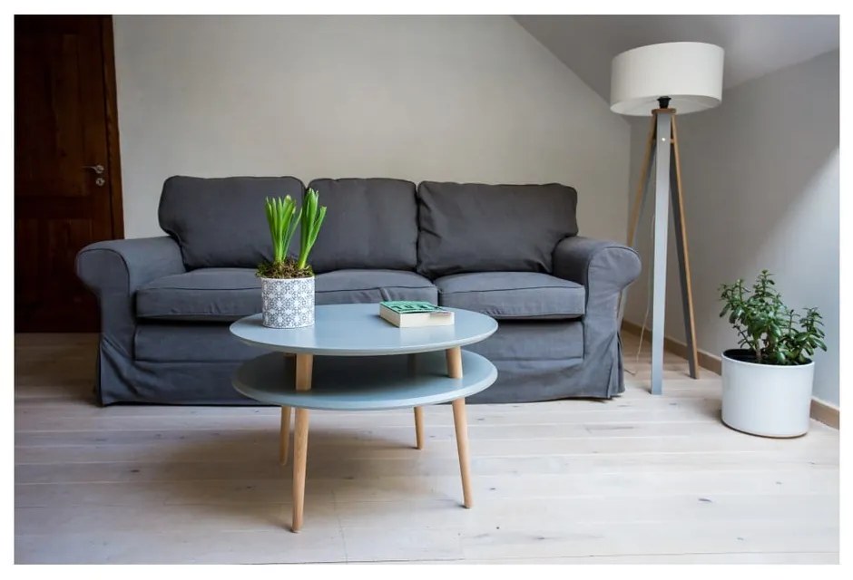 UFO sötétszürke dohányzóasztal natúr lábakkal, ⌀ 70 cm - Ragaba