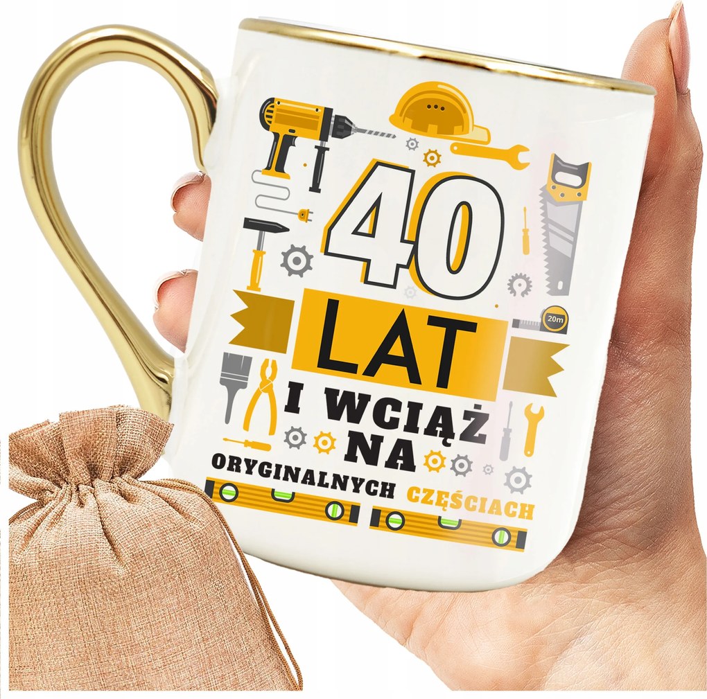 Bögre 40. Születésnapra Ajándék Arany Füllel 0,33L