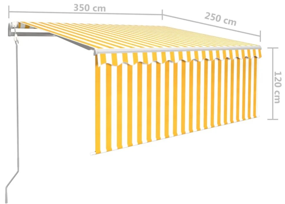 sárga-fehér automata kihúzható napellenző redőnnyel 3,5 x 2,5 m